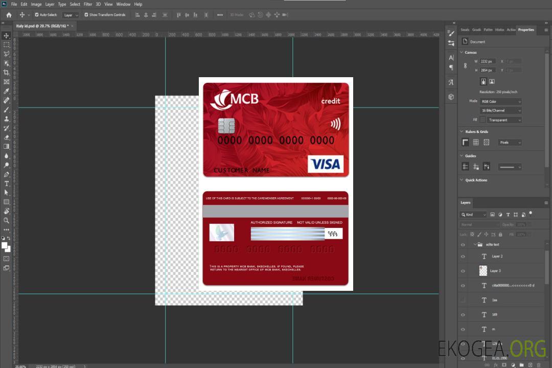 Carte de crédit visa Seychelles MCB Bank template